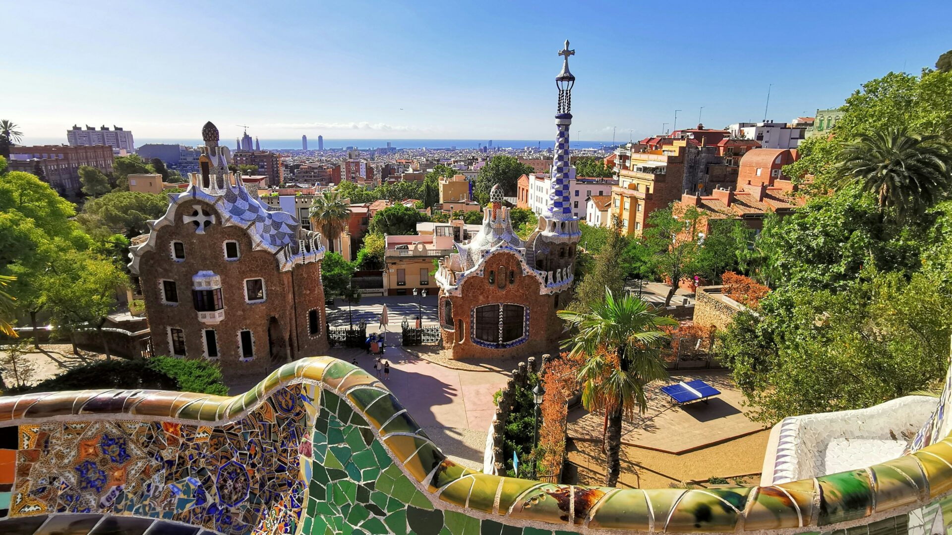 Aerial view of Barcelona Eixample district buildings during daytime