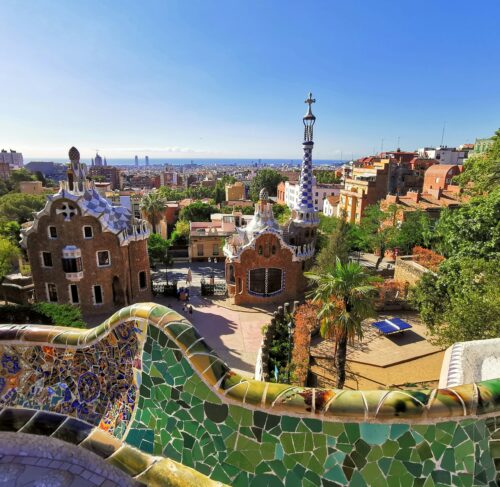 Aerial view of Barcelona Eixample district buildings during daytime