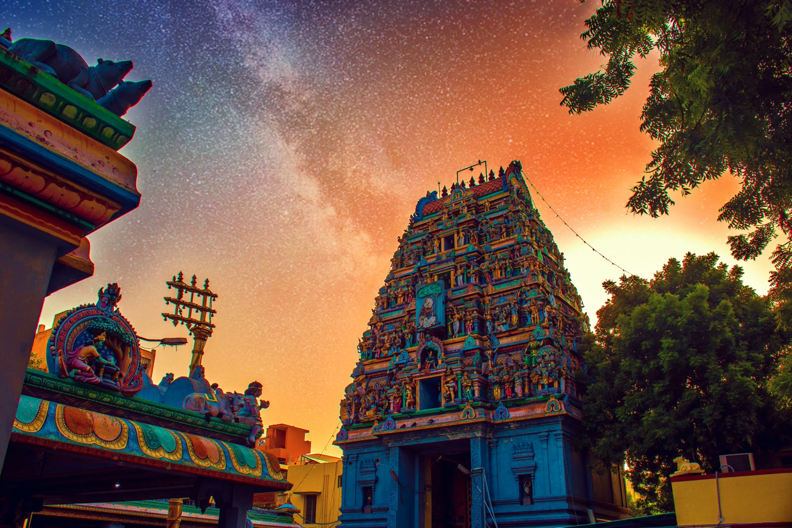 Chennai skyline with Marina Beach and historic brown building under blue sky, Tamil Nadu India