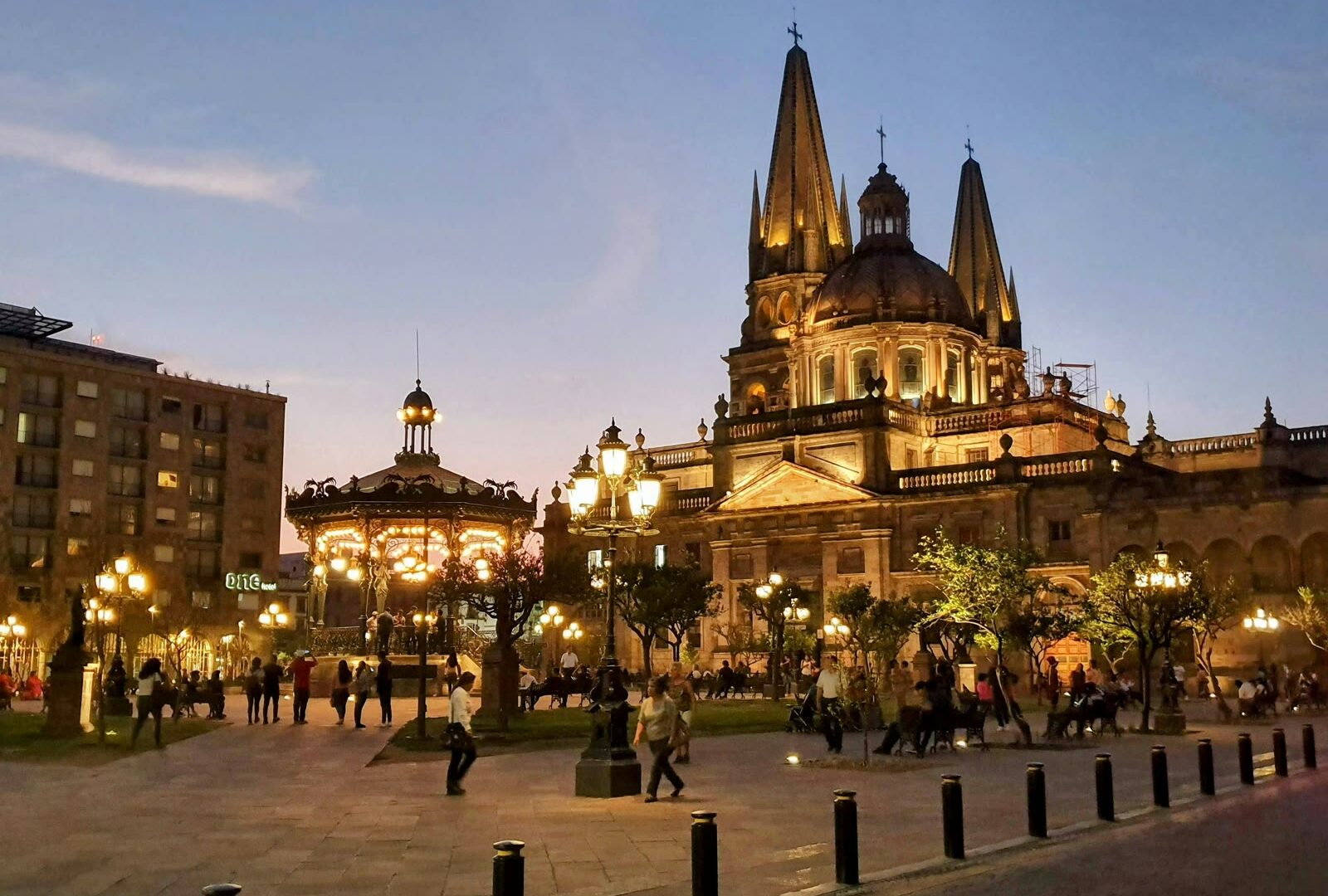 People standing in front of Guadalajara Cathedral at Plaza de Armas, Jalisco, Mexico