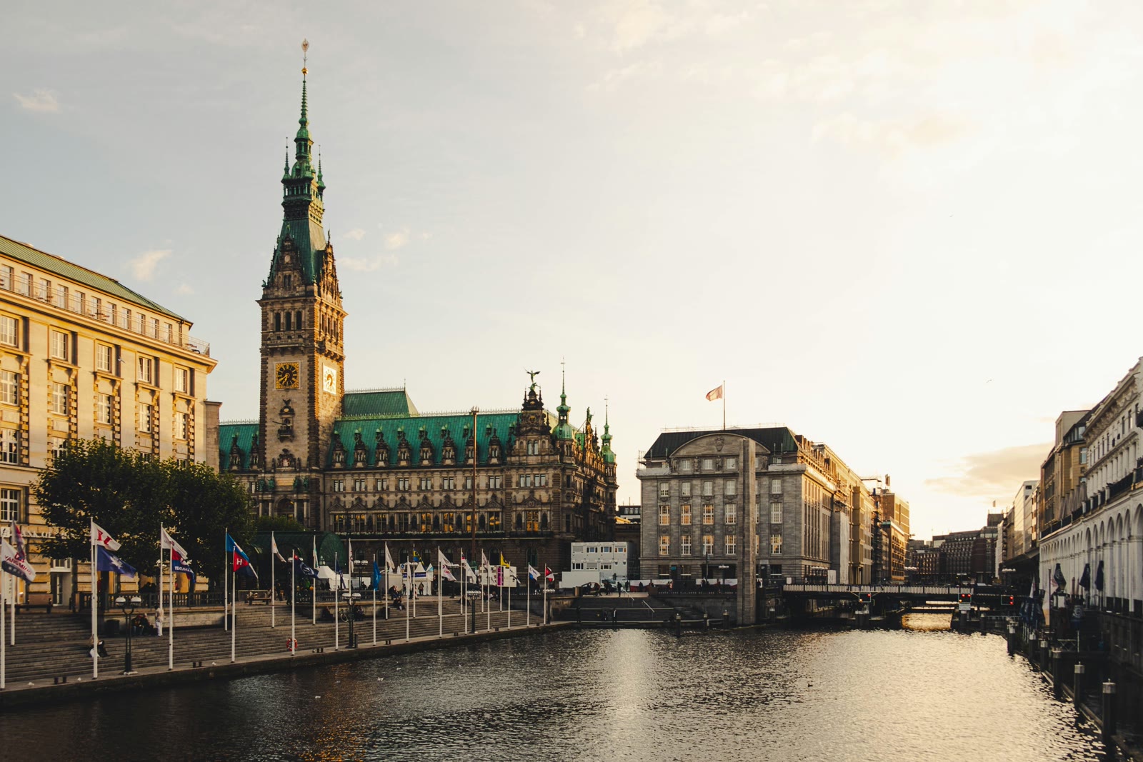 Speicherstadt brick warehouse buildings along Hamburg canal waterfront in Germany