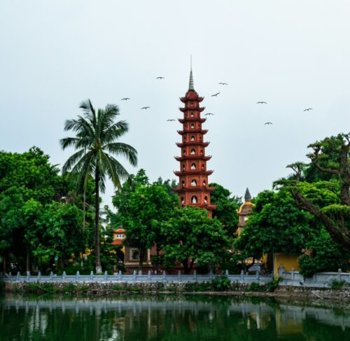 Turtle Tower (Thap Rua) on Hoan Kiem Lake in central Hanoi, Vietnam