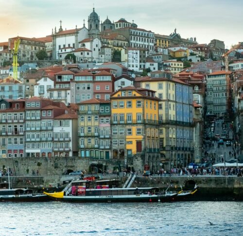 Ribeira district of Porto along the Douro River with historic colorful buildings