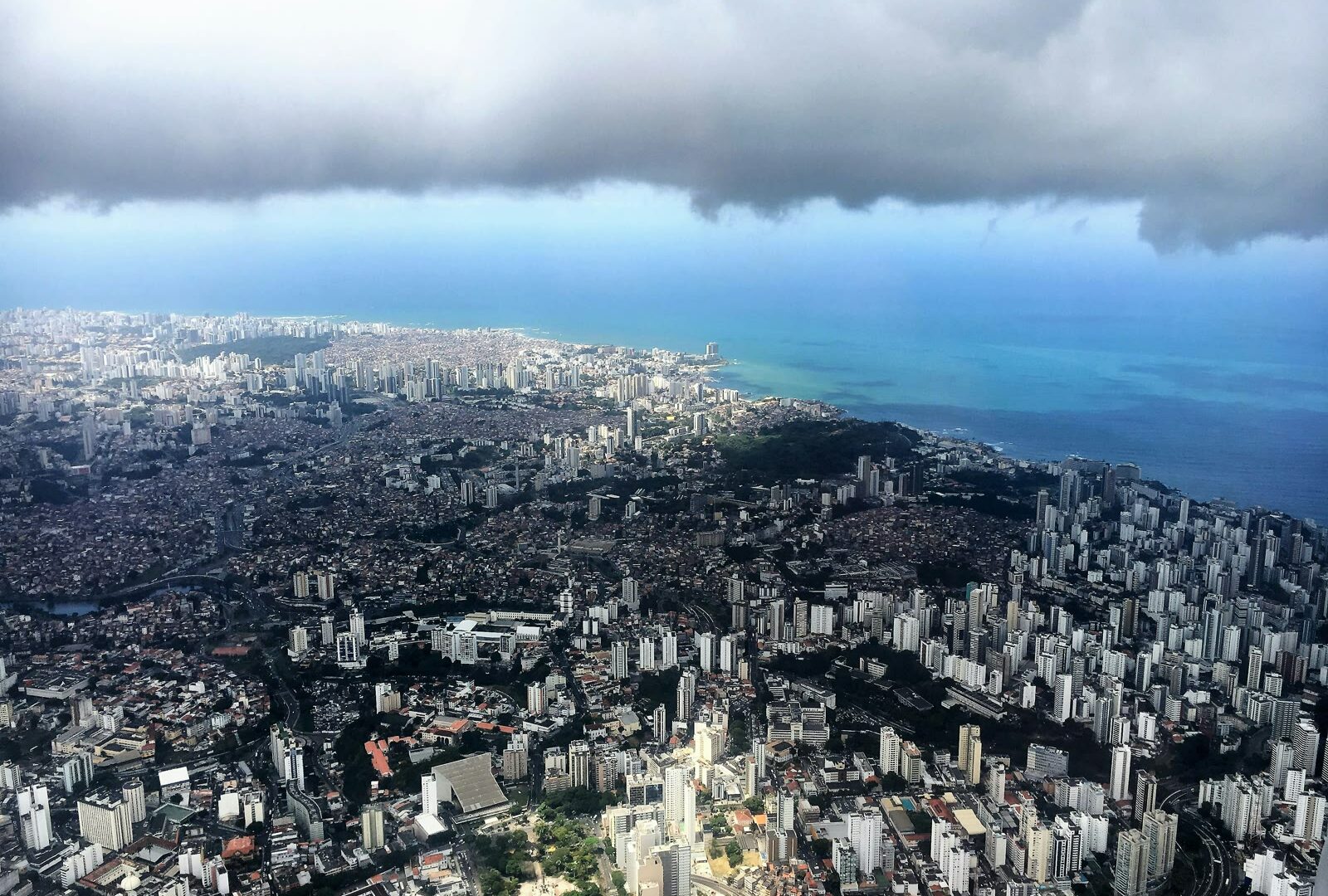 Salvador Bahia Brazil cityscape with modern skyscrapers under blue sky