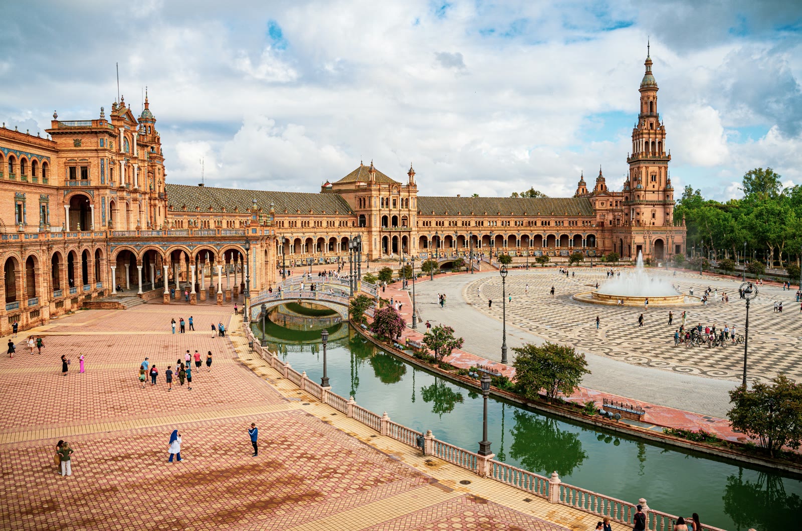 Plaza de Espana in Seville Spain with fountain and grand architecture