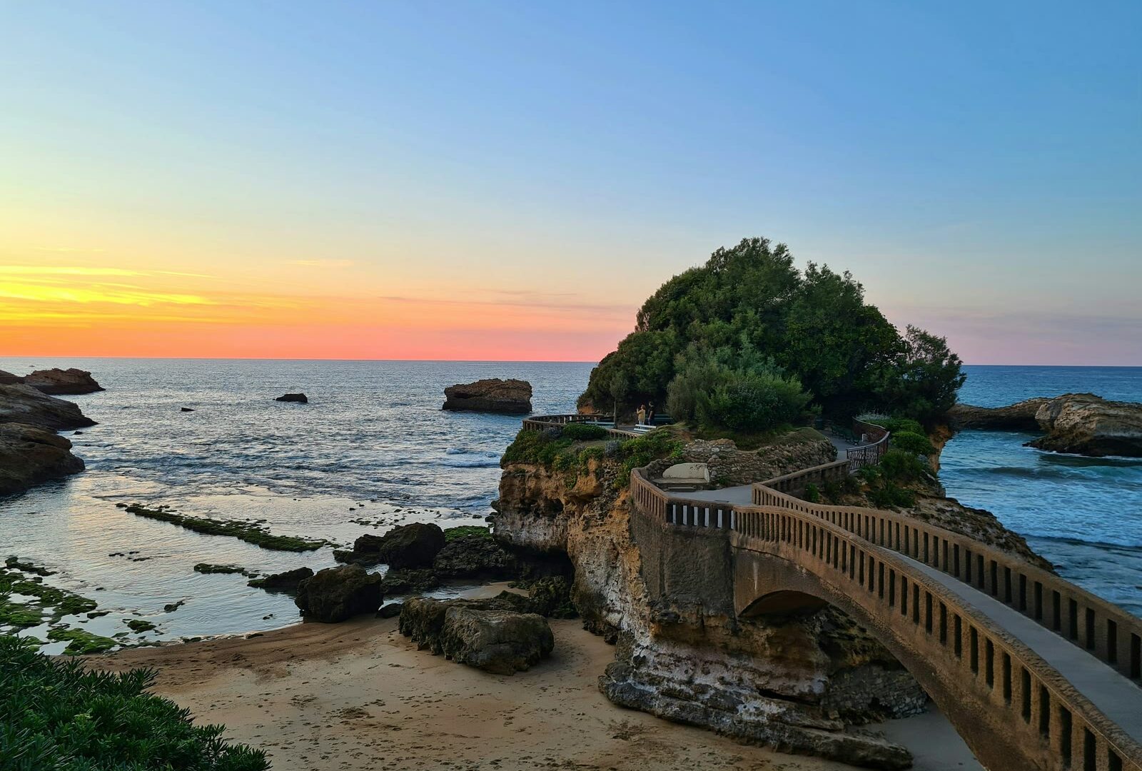 Wooden walkway over a beach in Biarritz, Nouvelle-Aquitaine, France