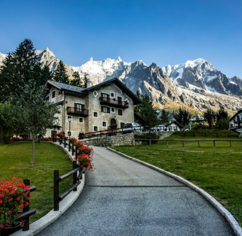 Scenic view of Courmayeur, Valle dAosta, Italy