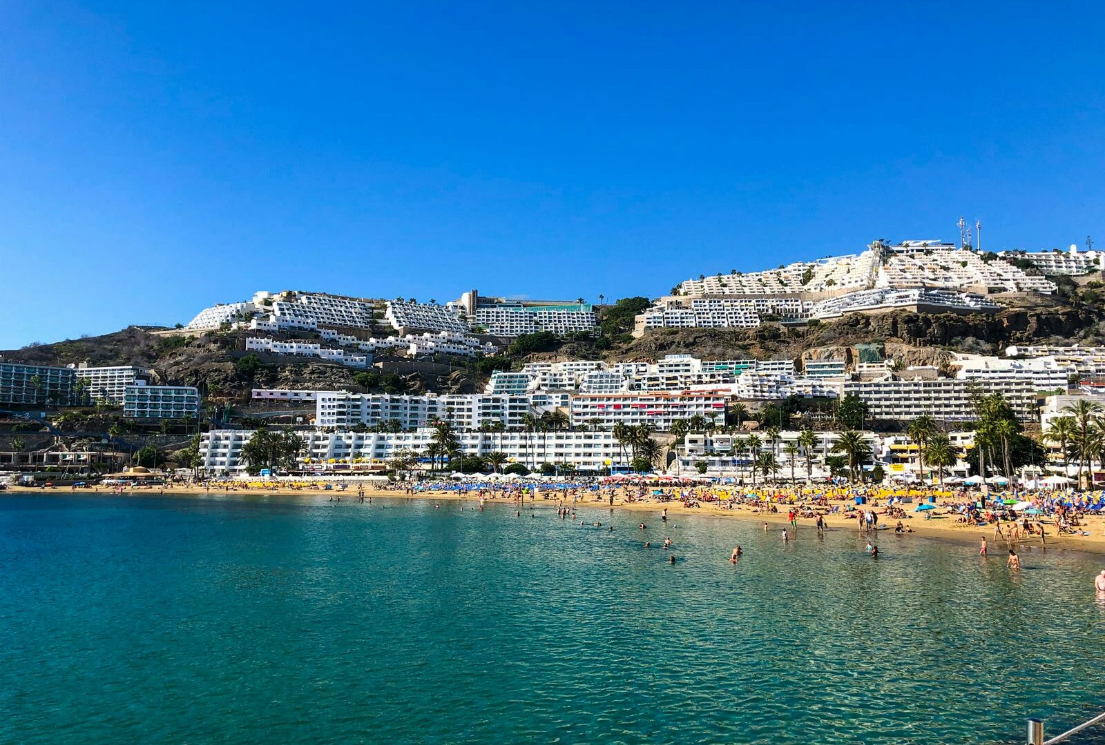 White building near the coast on Gran Canaria, Canary Islands, Spain