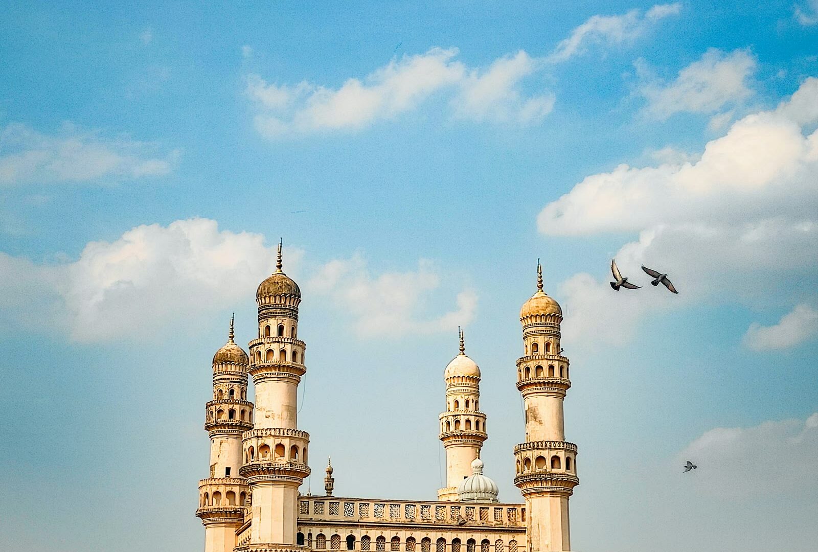 Charminar monument with four minarets in Hyderabad old city, Telangana, India
