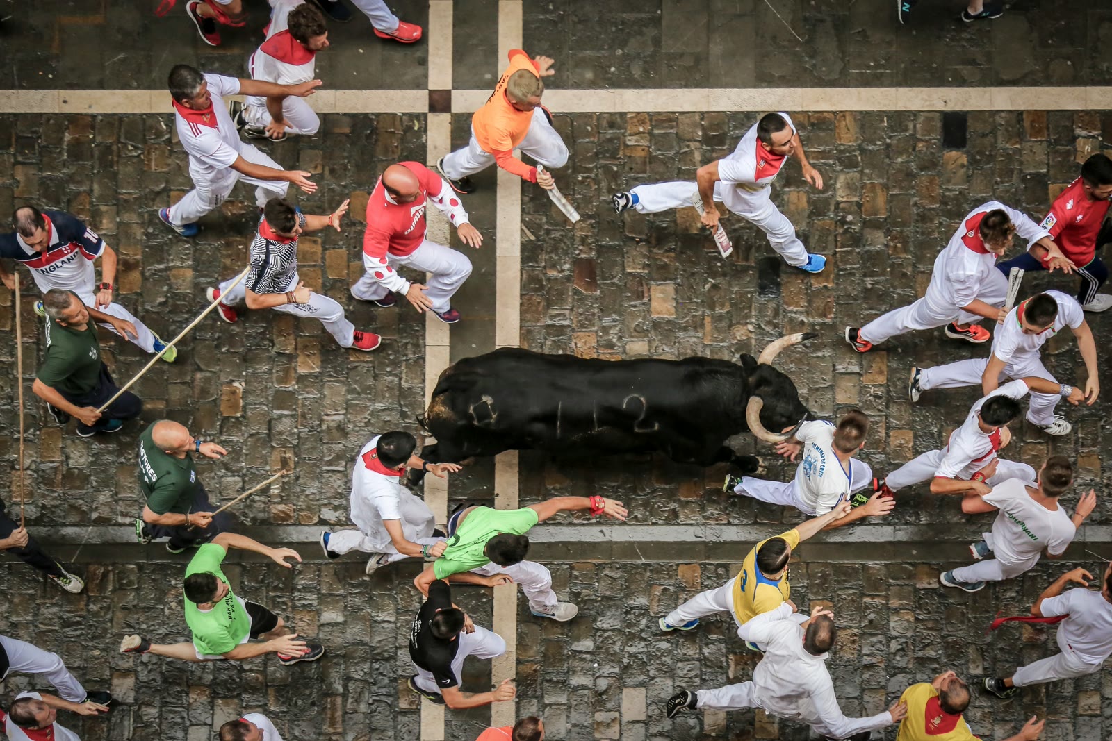 Bull statue in the street of Pamplona, Navarre, Spain