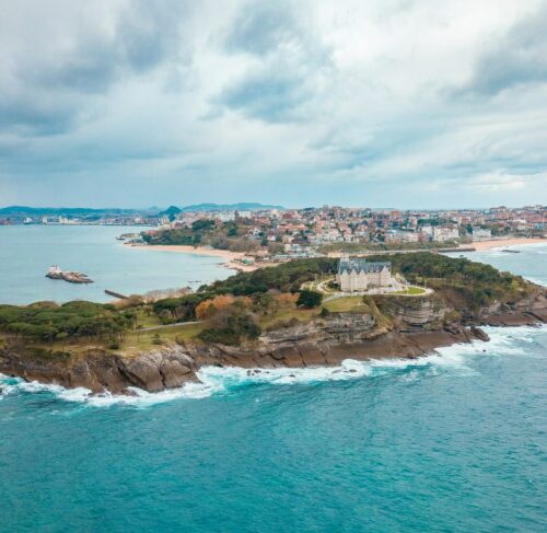 Island in the center of Santander Bay, Cantabria, Spain