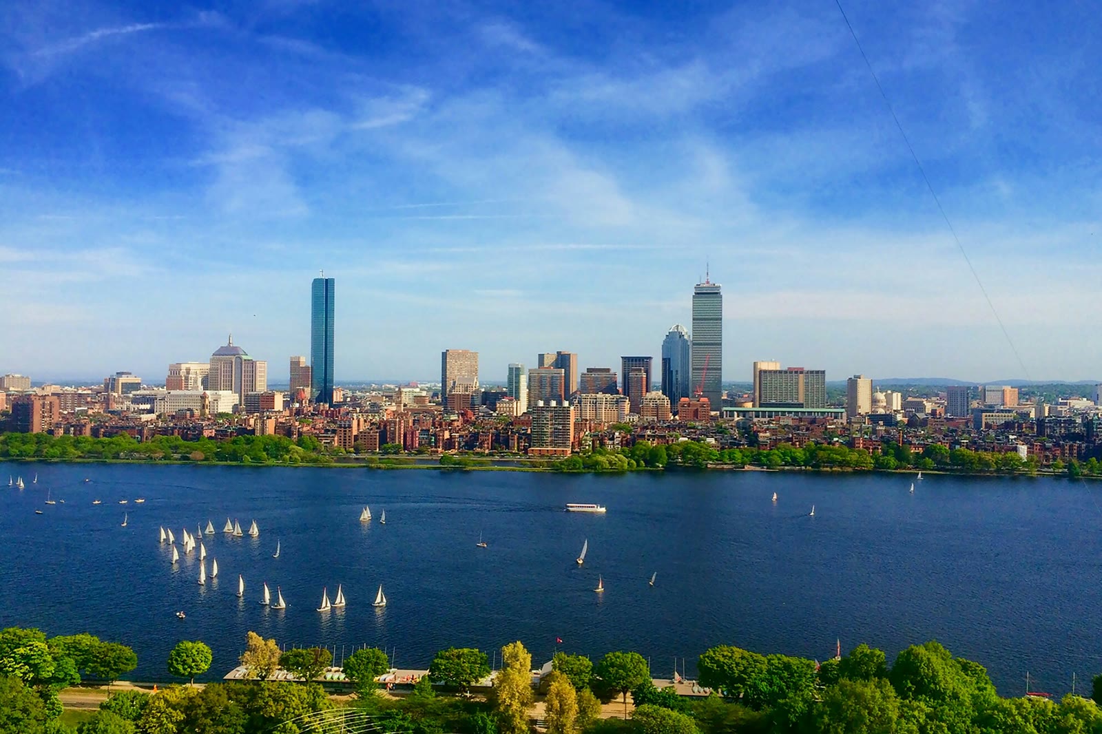 Waterfront city skyline in Boston, Massachusetts, United States