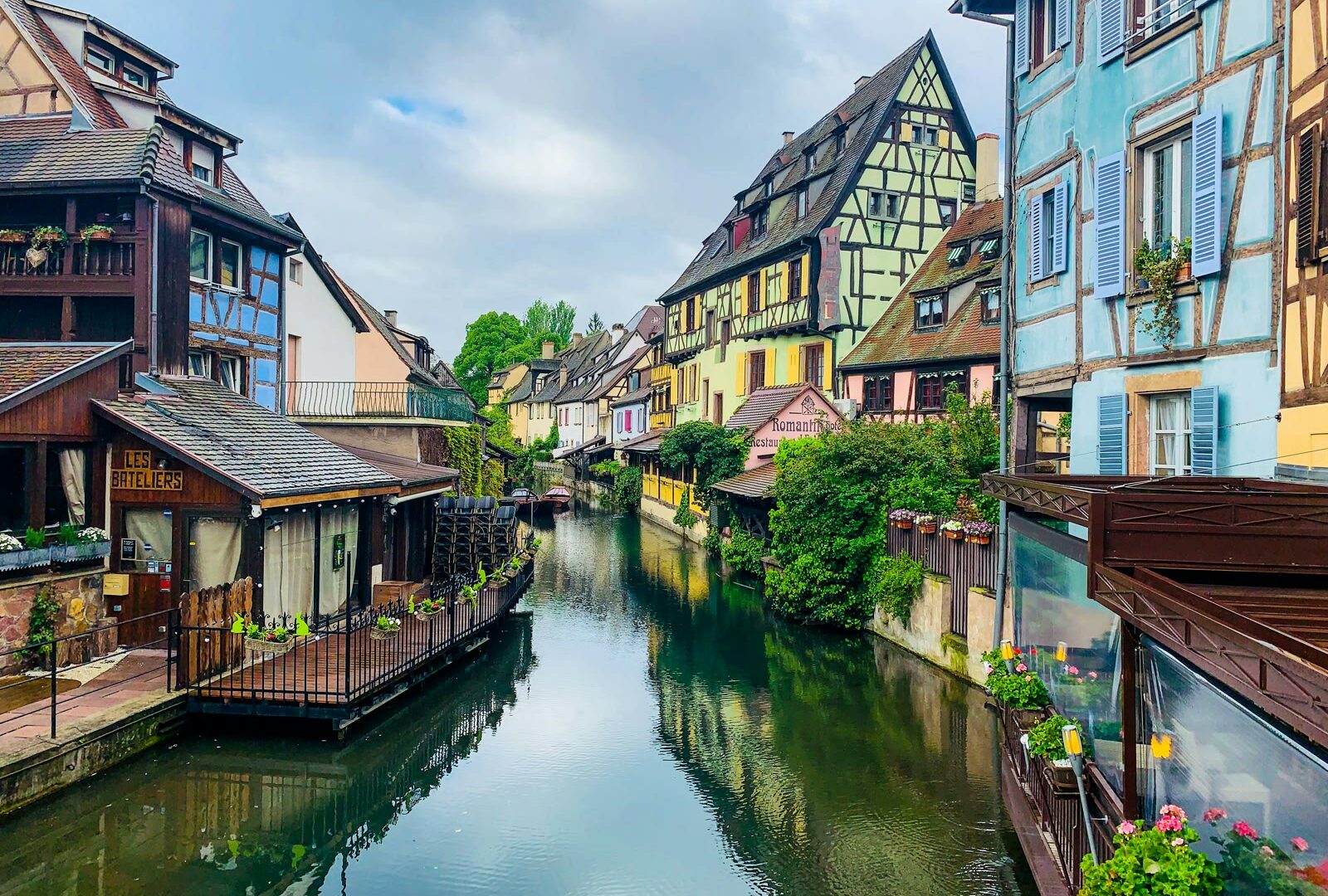 Timber-framed buildings along canal in Colmar, Grand Est, France