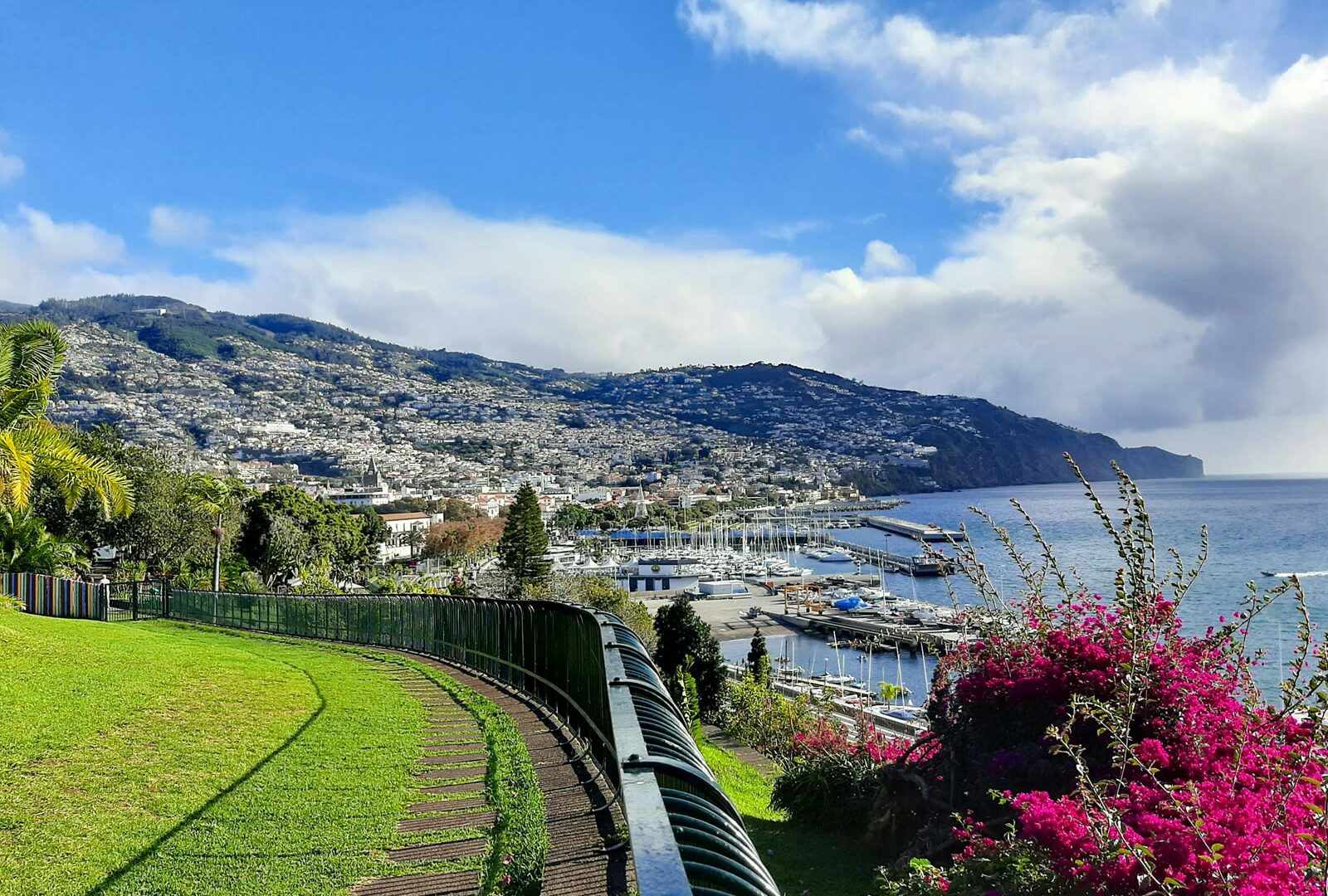 Panoramic view of the city and water in Funchal, Madeira, Portugal