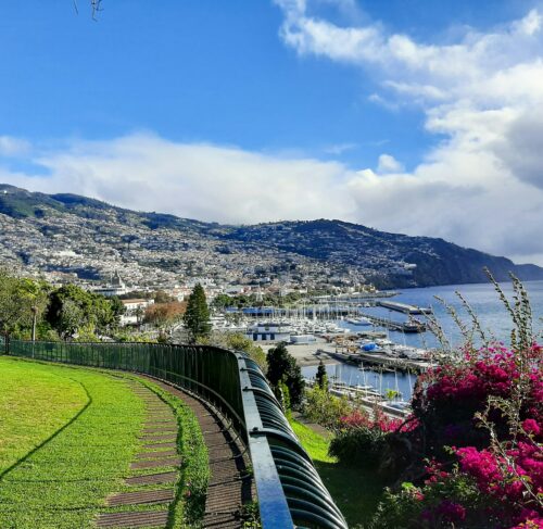 Panoramic view of the city and water in Funchal, Madeira, Portugal