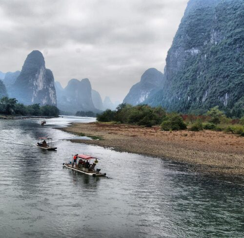 Karst mountain landscape in Guilin, Guangxi, China