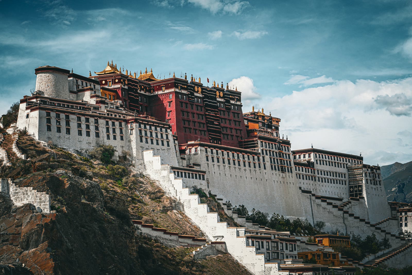 Potala Palace rising above a mountain in Lhasa, Tibet, China