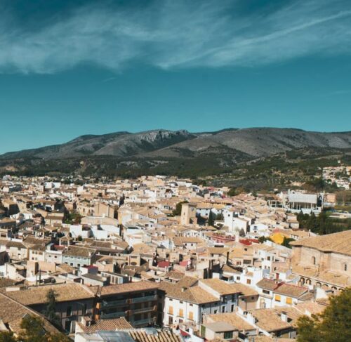 Aerial view of city buildings in Murcia, Murcia, Spain