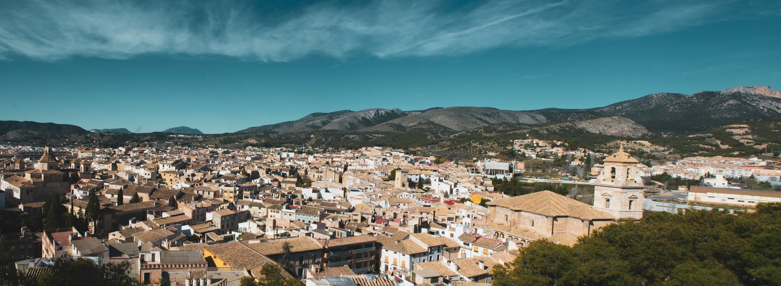 Aerial view of city buildings in Murcia, Murcia, Spain
