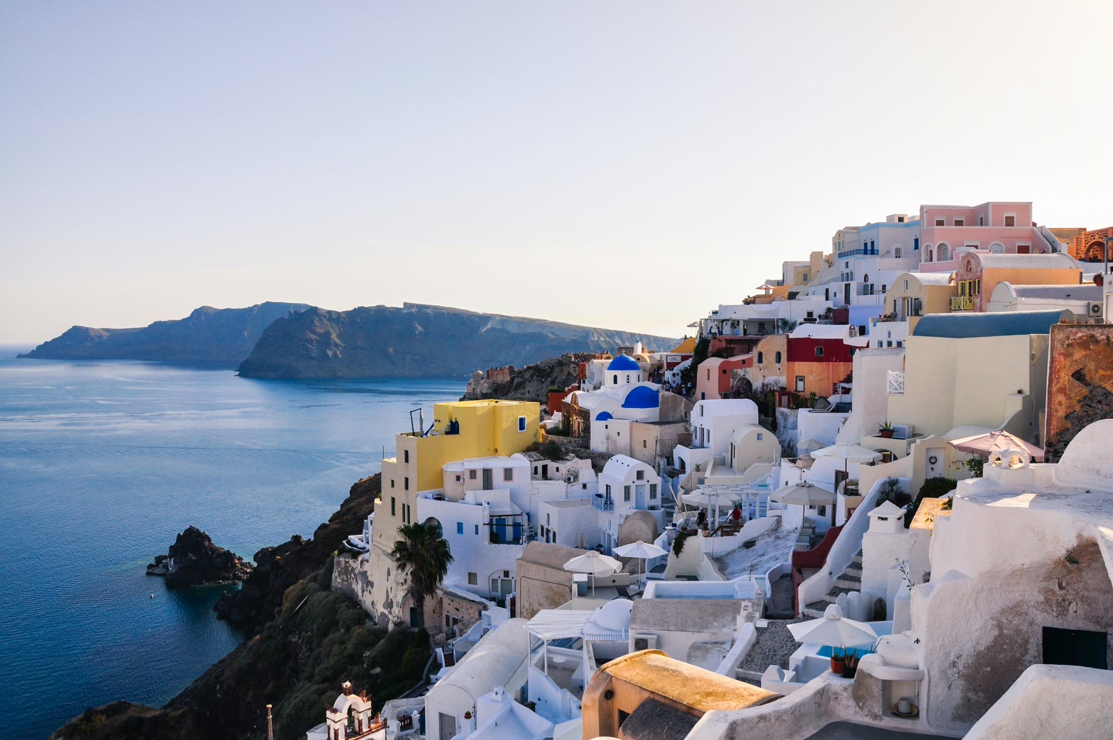 White houses near the water in Mykonos, Cyclades, Greece