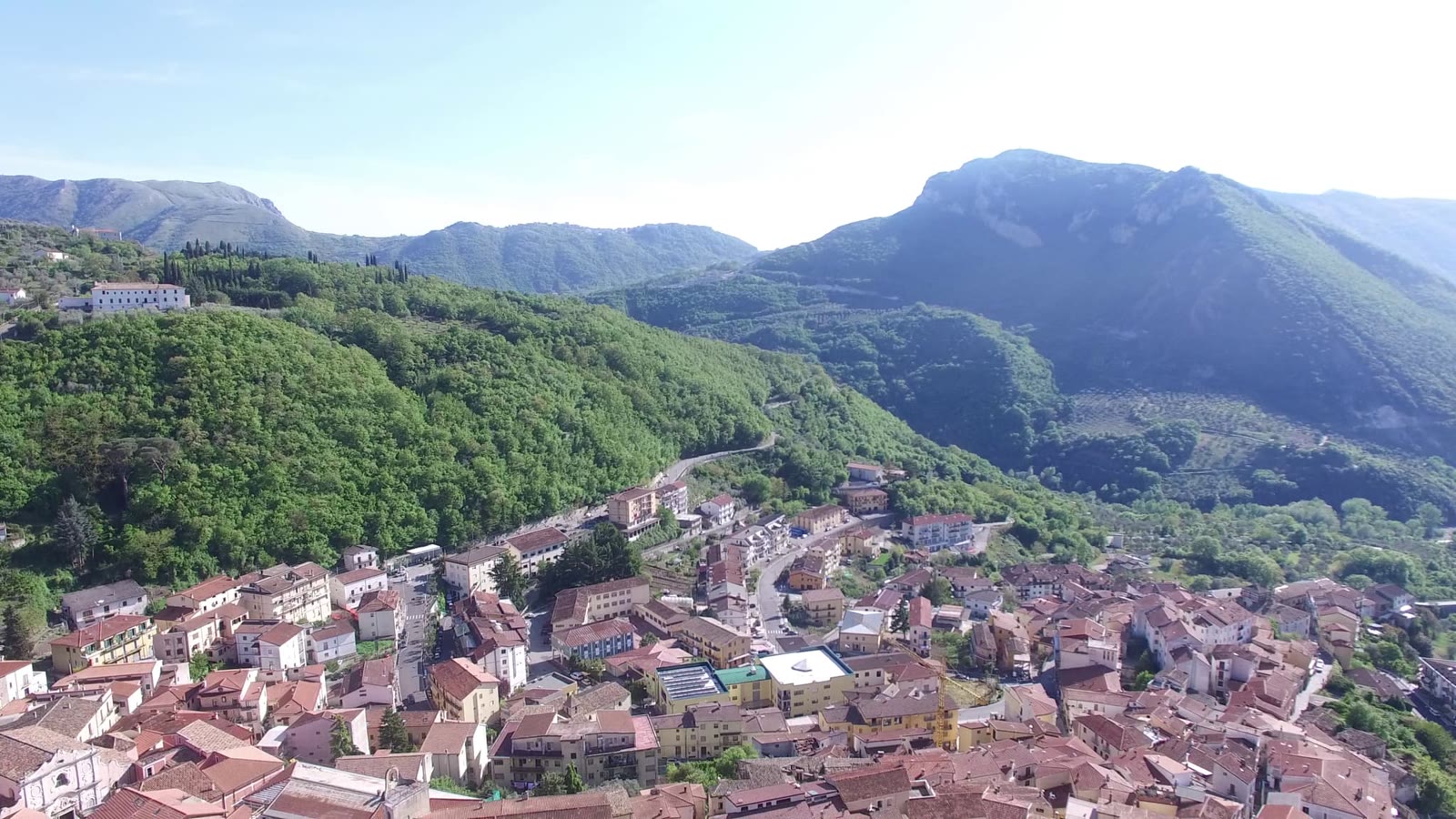 Aerial view of Vietri di Potenza town in the Basilicata Apennines, Italy