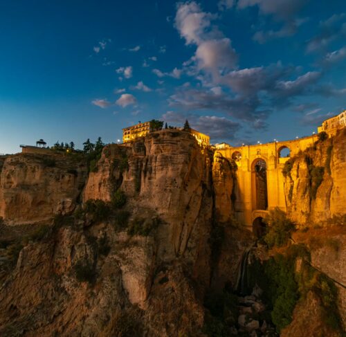 Castle perched on top of a cliff in Ronda, Andalusia, Spain