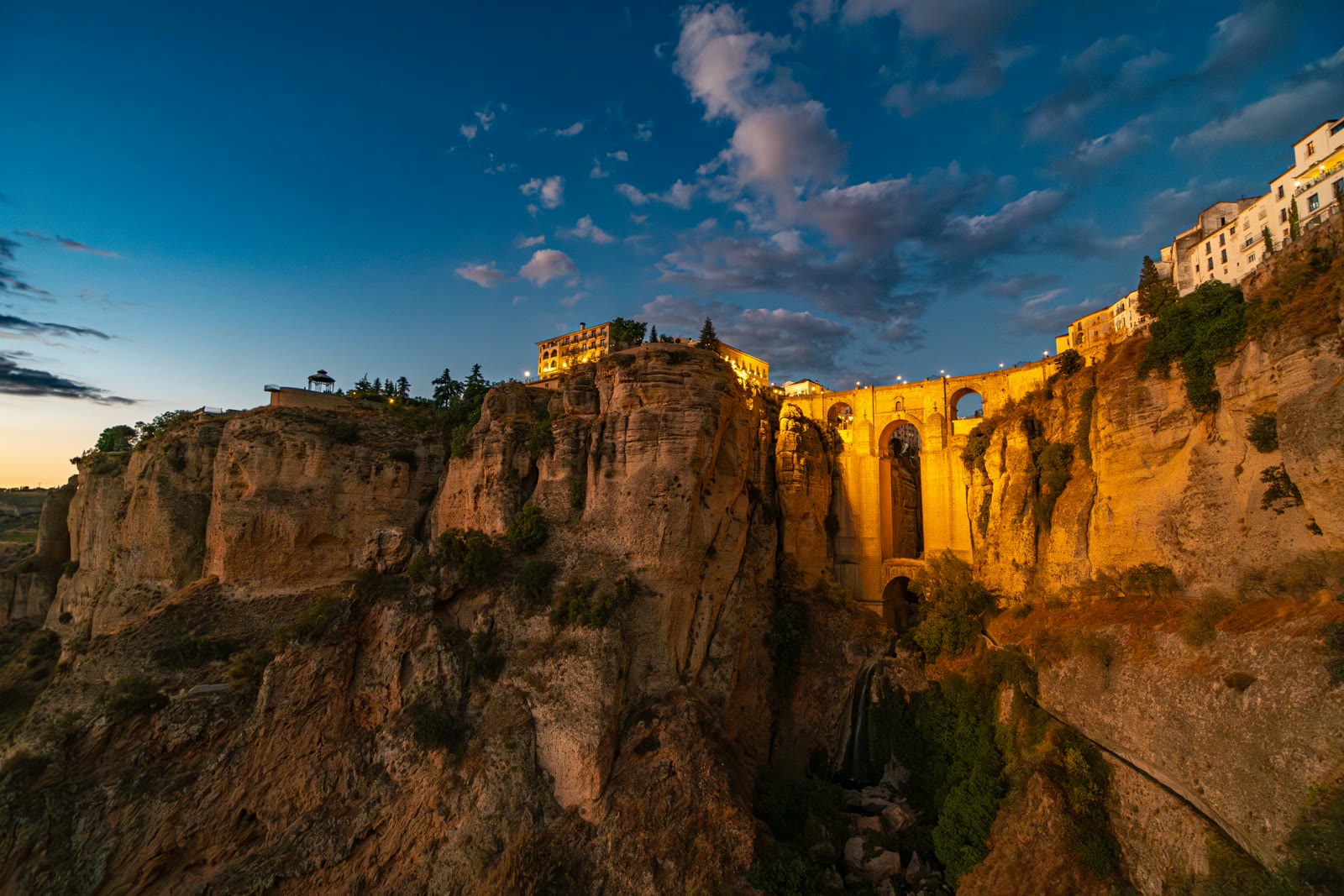Castle perched on top of a cliff in Ronda, Andalusia, Spain