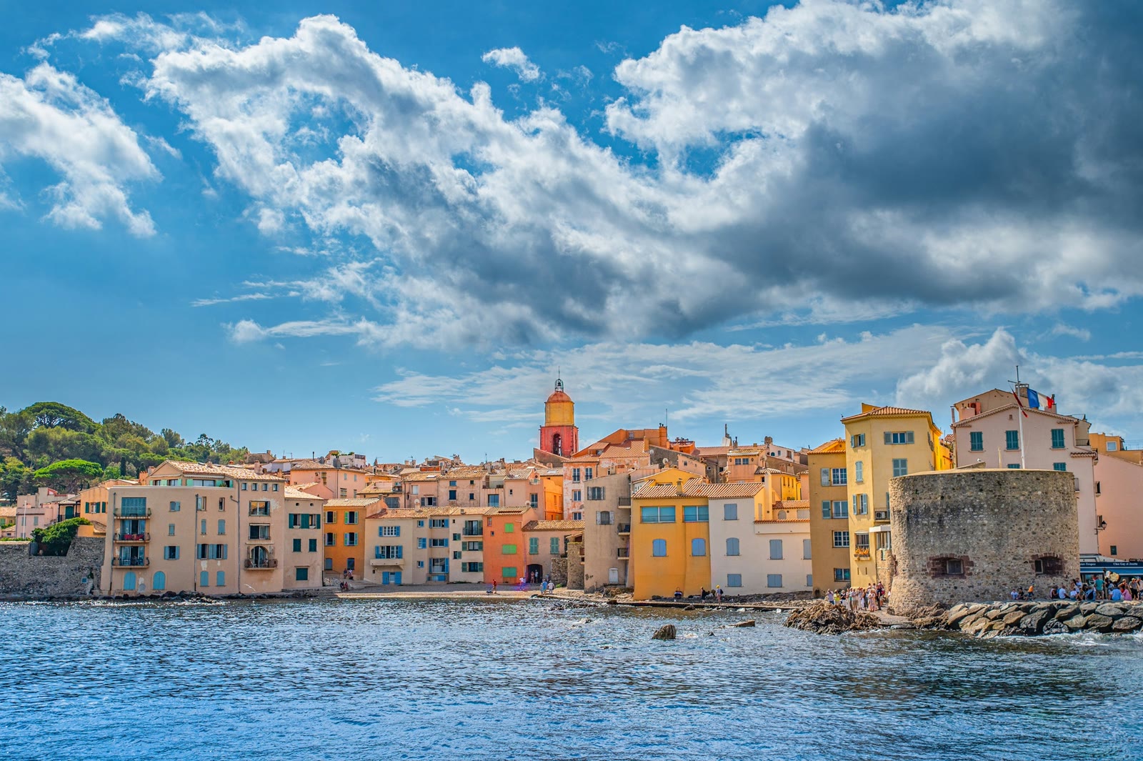 Buildings along the waterfront in Saint-Tropez, Provence-Alpes-Cote d'Azur, France