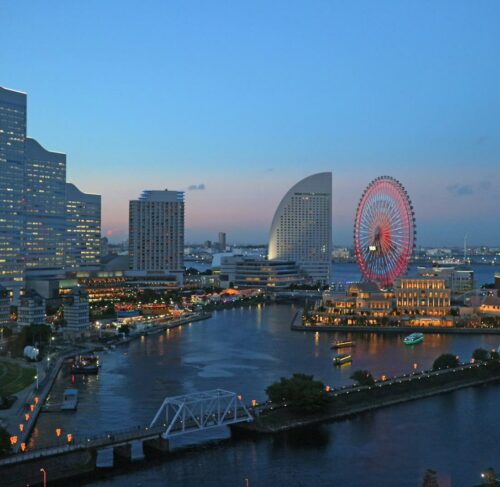 Ferris wheel in the city center of Yokohama, Tokyo, Japan