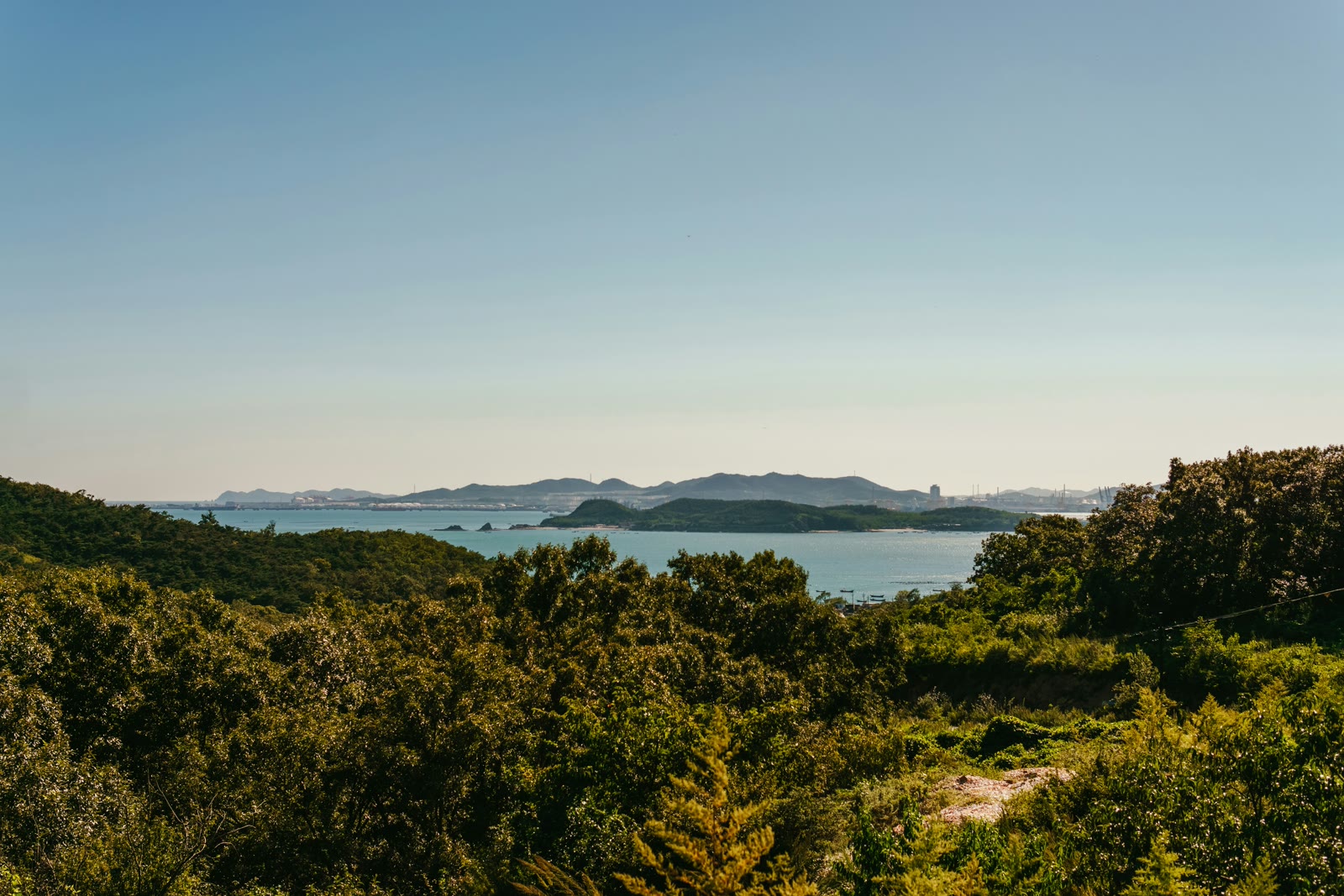 View of water from a hill in Dalian, Liaoning, China