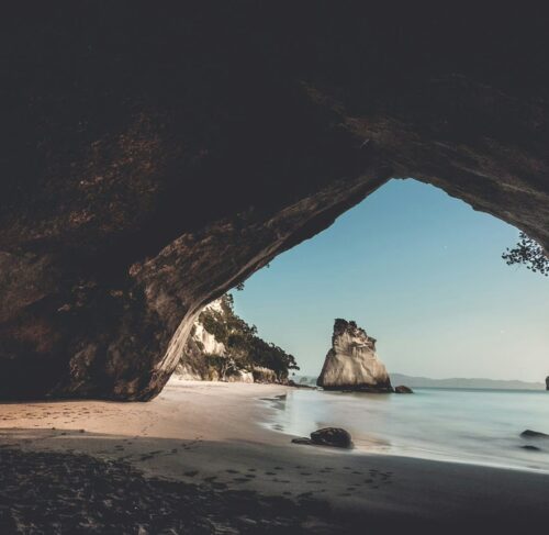 Rock formation near water in Ensenada, Baja California, Mexico