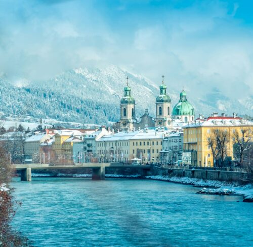 View of city buildings in Innsbruck, Tyrol, Austria