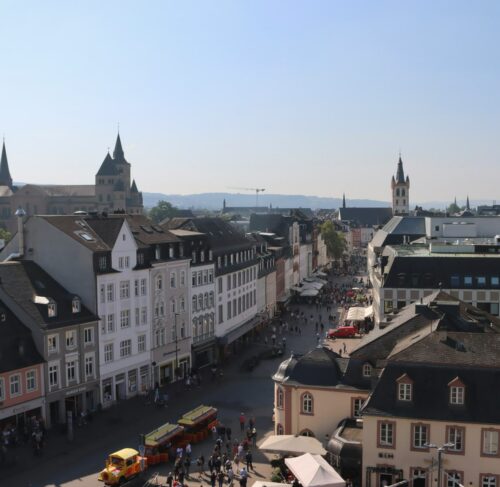Elevated view of the city in Trier, Rhineland-Palatinate, Germany