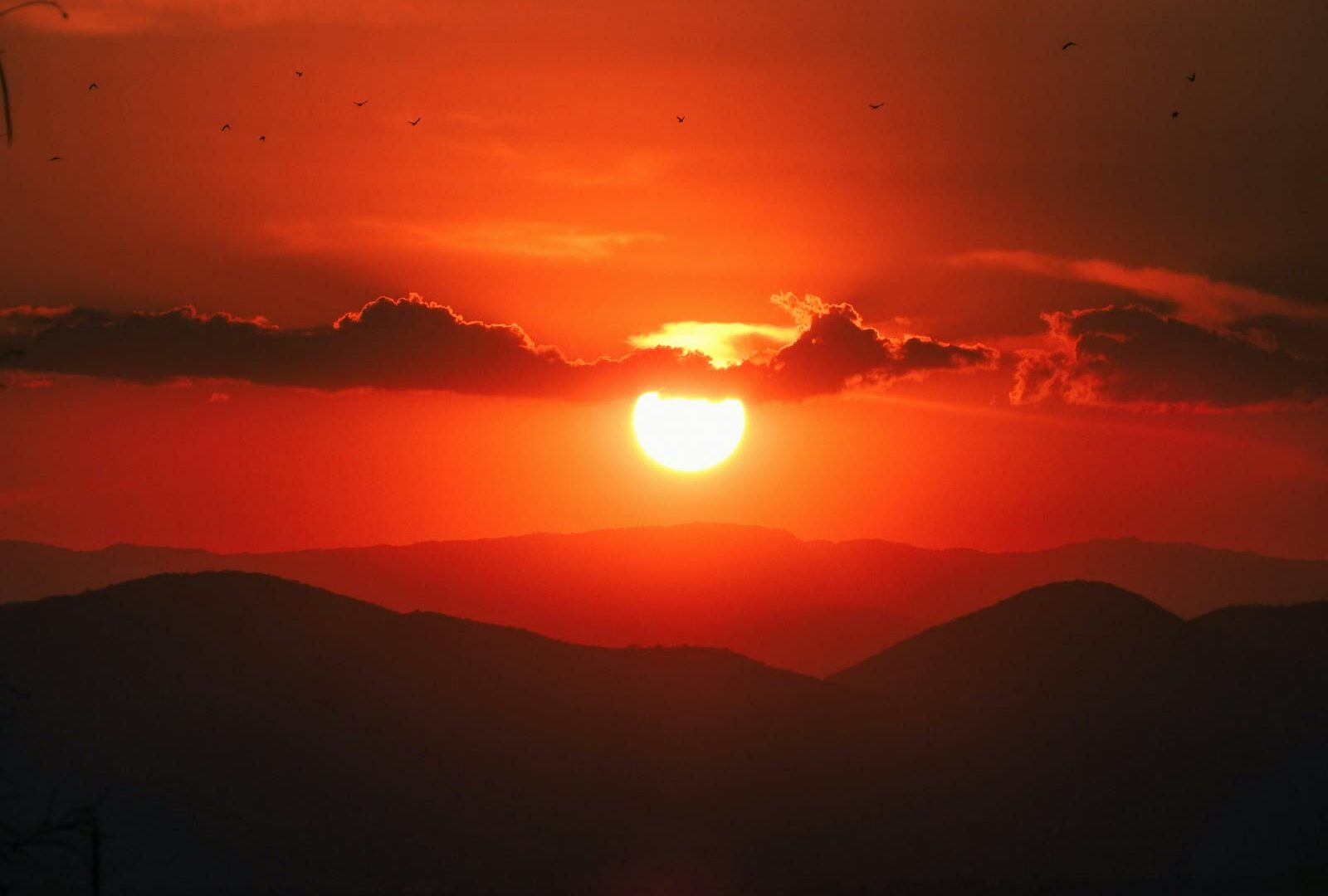 Mountain silhouette at sunset in Cuernavaca, Morelos, Mexico