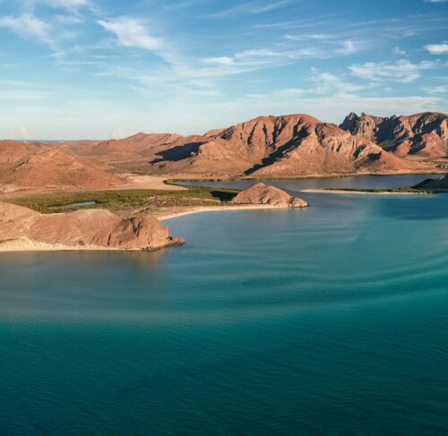 Body of water with mountains in the background in La Paz, Baja California Sur, Mexico
