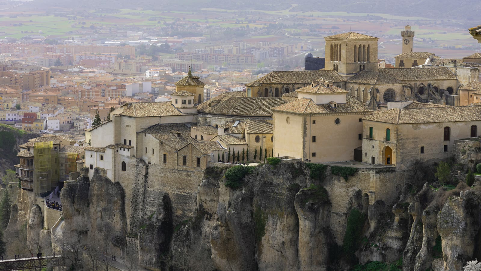 White building on a mountain top in Cuenca, Castilla-La Mancha, Spain