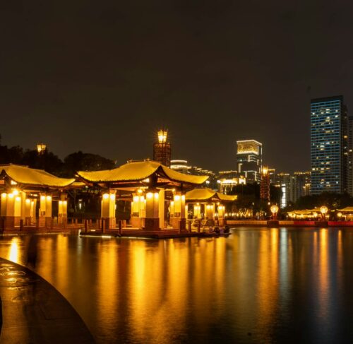 Large body of water with a building in the background in Foshan, Guangdong, China