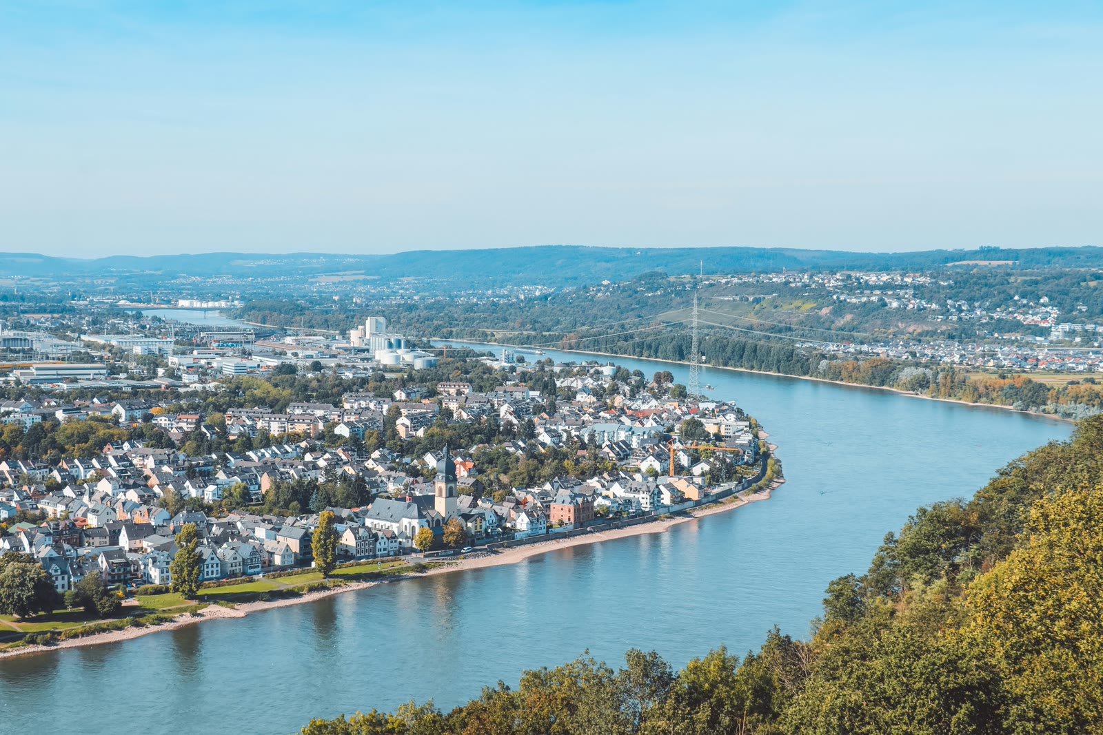 City beside the Rhine and Moselle rivers in Koblenz, Rhineland-Palatinate, Germany