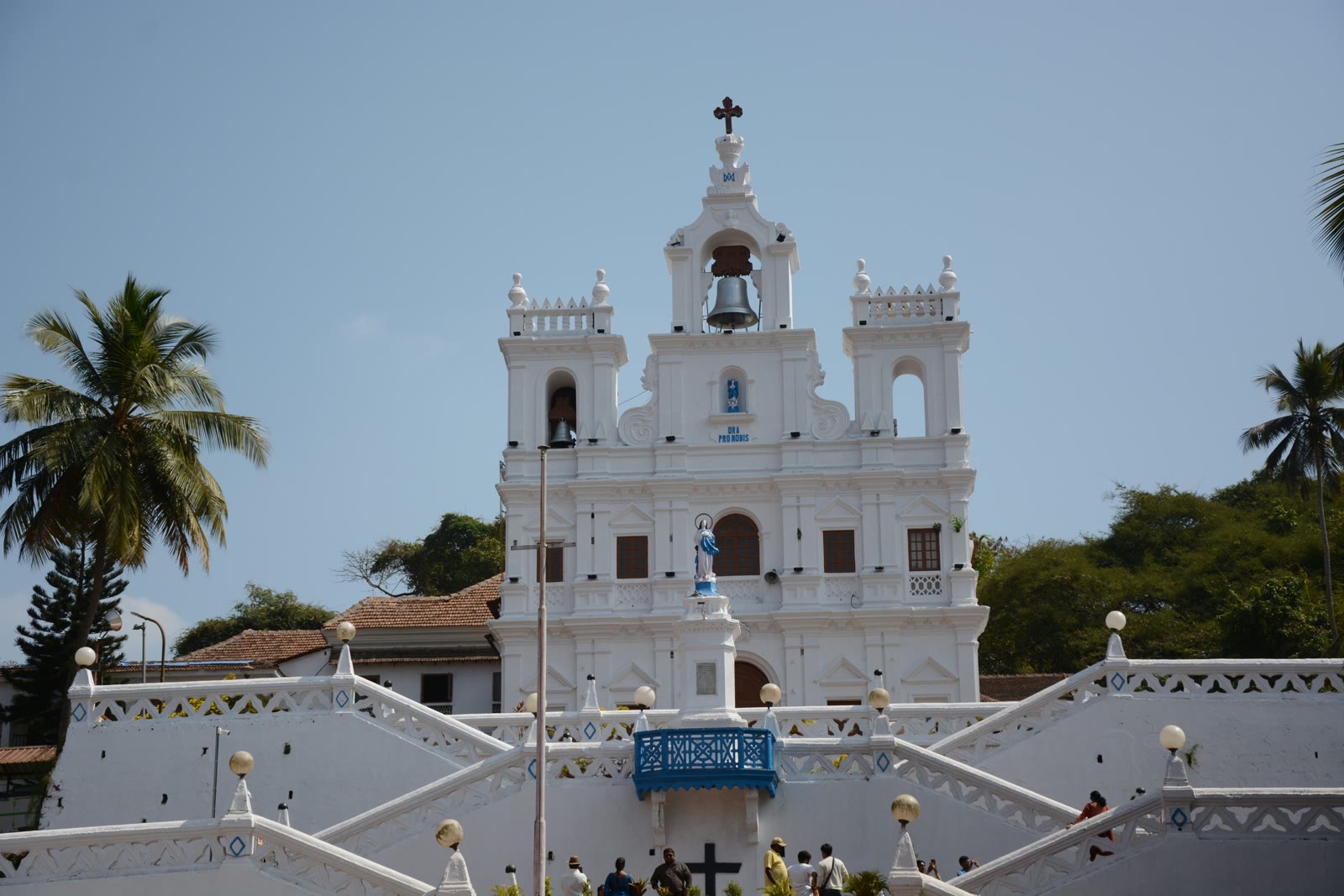 Large white building with a clock tower in Panaji, Goa, India