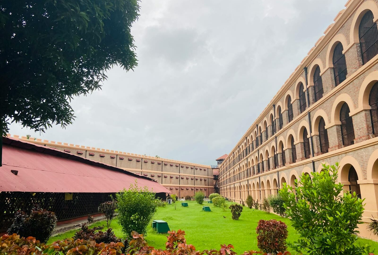 Large building with a green lawn in front in Port Blair, Andaman and Nicobar Islands, India