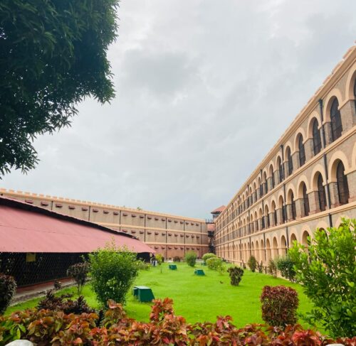 Large building with a green lawn in front in Port Blair, Andaman and Nicobar Islands, India