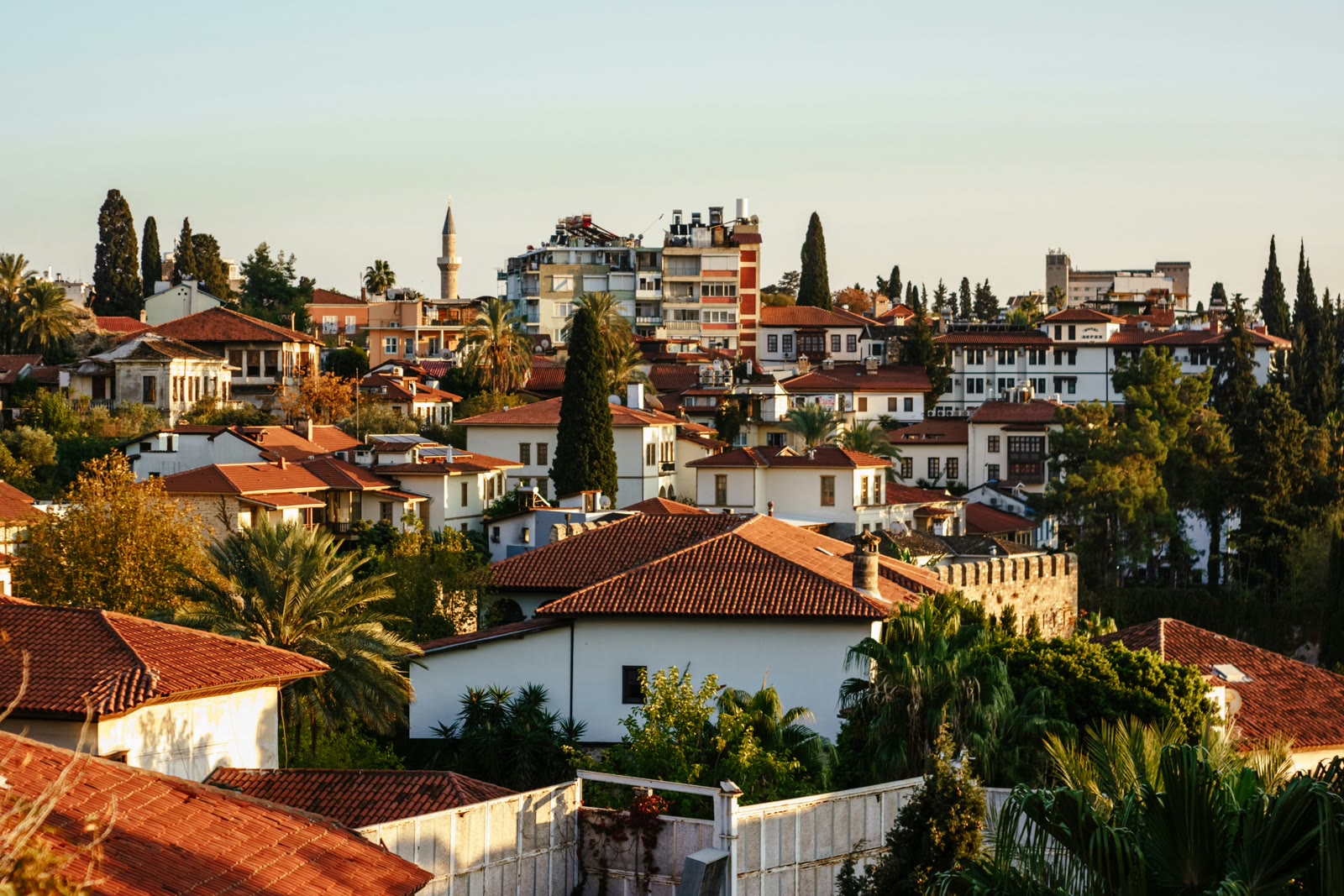 View over Side with houses and rooftops, Antalya, Turkey