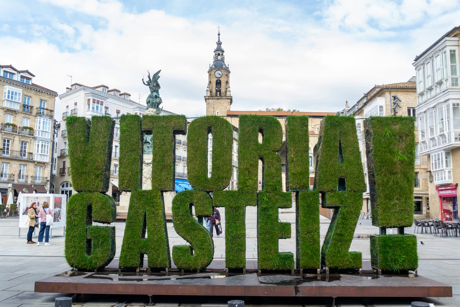 Grass sculpture in the city centre of Vitoria-Gasteiz, Basque Country, Spain